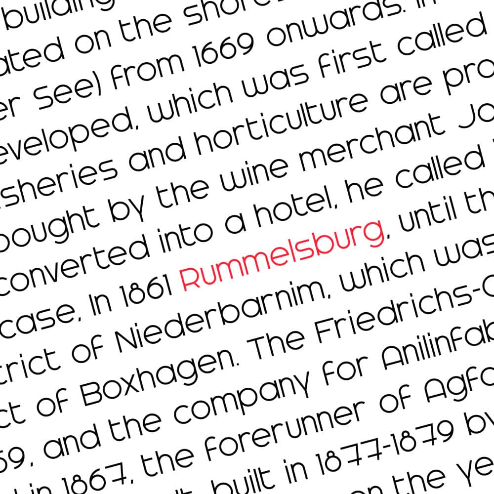 Rummelsburg Font auf großer Tafel