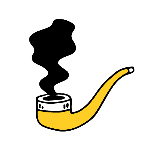 Gelbe Pfeife mit aufsteigendem schwarzem Rauch als Symbol für Erfahrung