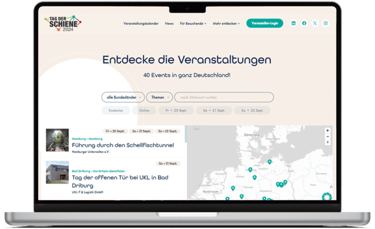 Veranstaltungskalender Tag der Schiene mit interaktiver Deutschlandkarte